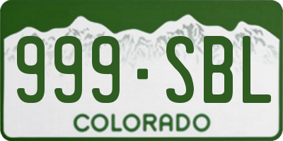 CO license plate 999SBL