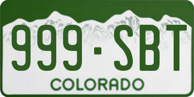 CO license plate 999SBT