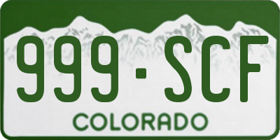 CO license plate 999SCF