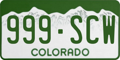 CO license plate 999SCW