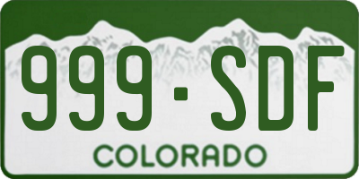 CO license plate 999SDF