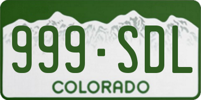 CO license plate 999SDL