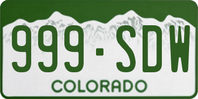 CO license plate 999SDW
