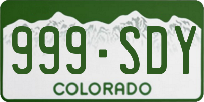 CO license plate 999SDY