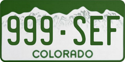 CO license plate 999SEF