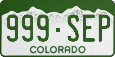 CO license plate 999SEP
