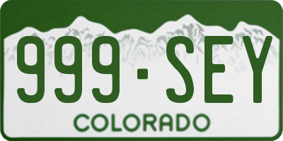 CO license plate 999SEY