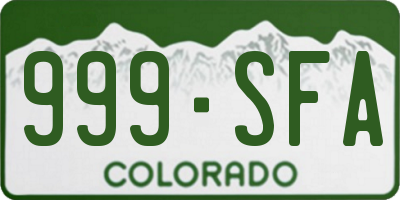 CO license plate 999SFA