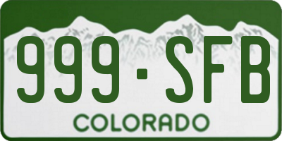 CO license plate 999SFB