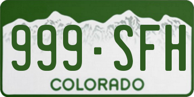 CO license plate 999SFH