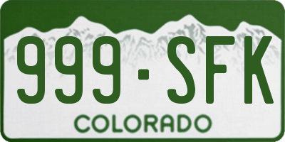 CO license plate 999SFK