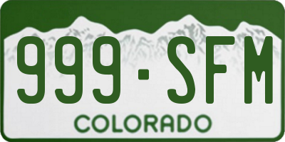CO license plate 999SFM