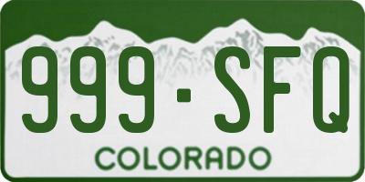 CO license plate 999SFQ