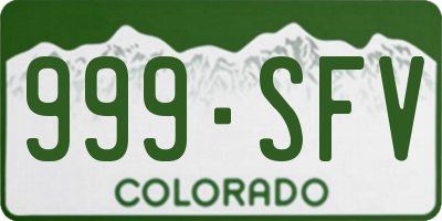 CO license plate 999SFV