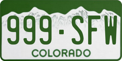 CO license plate 999SFW