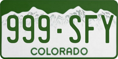 CO license plate 999SFY