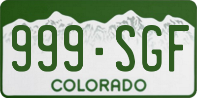 CO license plate 999SGF