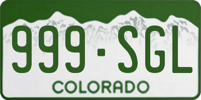 CO license plate 999SGL