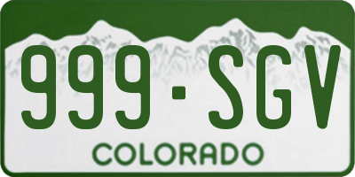 CO license plate 999SGV