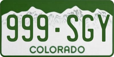 CO license plate 999SGY