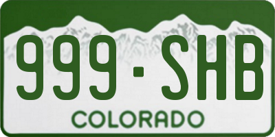 CO license plate 999SHB