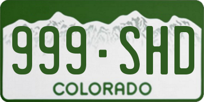 CO license plate 999SHD