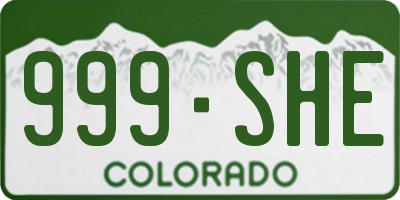 CO license plate 999SHE