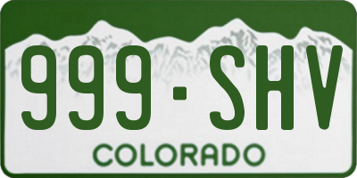 CO license plate 999SHV