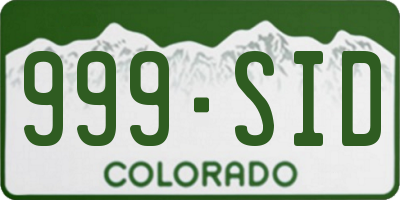 CO license plate 999SID