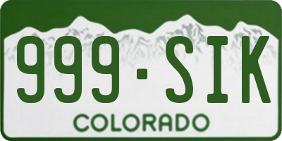 CO license plate 999SIK