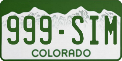 CO license plate 999SIM