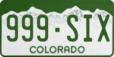 CO license plate 999SIX