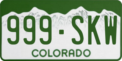 CO license plate 999SKW