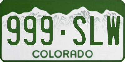 CO license plate 999SLW