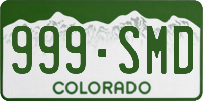 CO license plate 999SMD