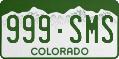 CO license plate 999SMS
