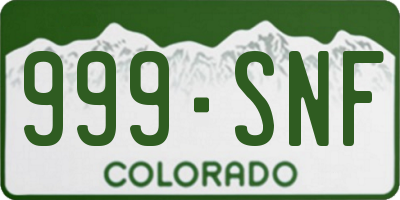 CO license plate 999SNF