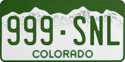 CO license plate 999SNL