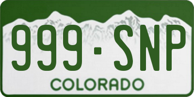 CO license plate 999SNP