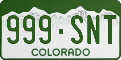 CO license plate 999SNT