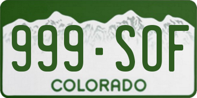 CO license plate 999SOF