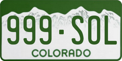 CO license plate 999SOL