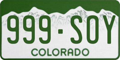 CO license plate 999SOY