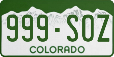 CO license plate 999SOZ