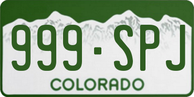 CO license plate 999SPJ
