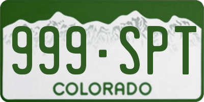 CO license plate 999SPT