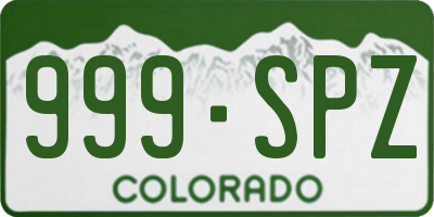CO license plate 999SPZ