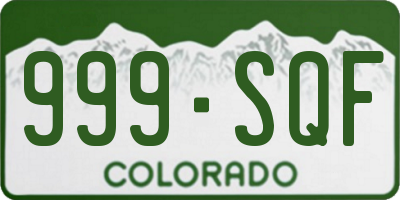 CO license plate 999SQF