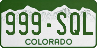 CO license plate 999SQL