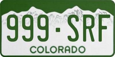 CO license plate 999SRF